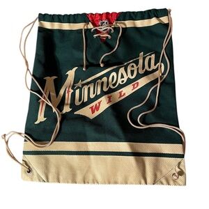 Minnesota Wild Hockey NHL Drawstring Backpack Green Cream 16x14”